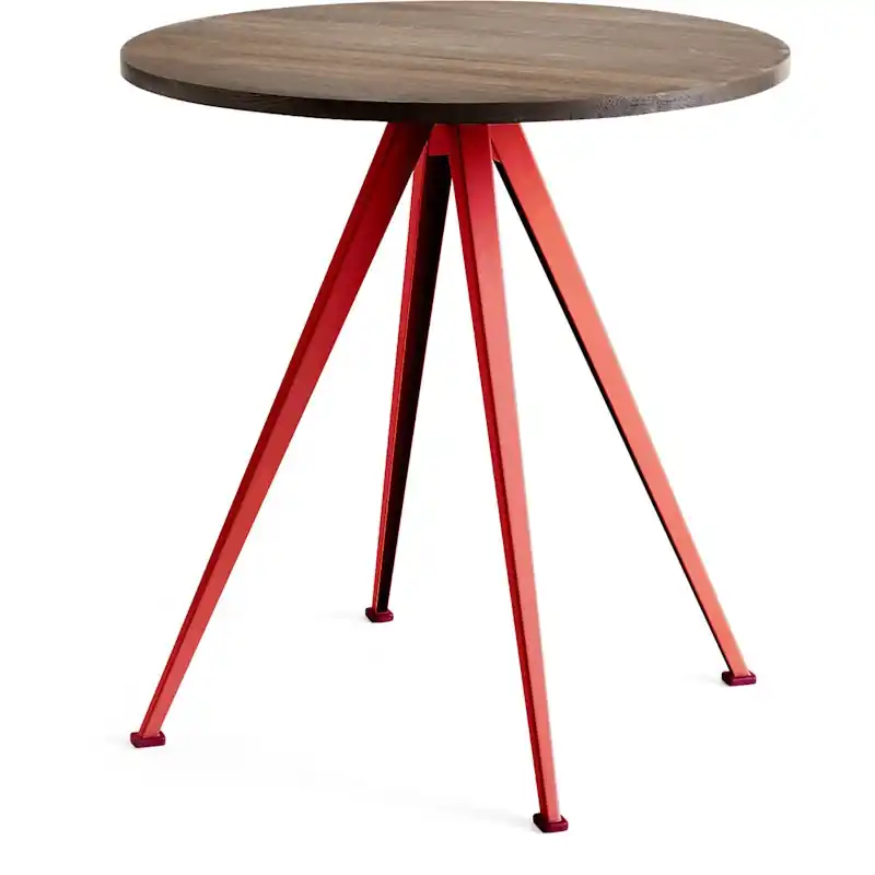 Pyramid 21 Cafébord Ø70 cm, Tomato Red / Mörkoljad Ek Populär