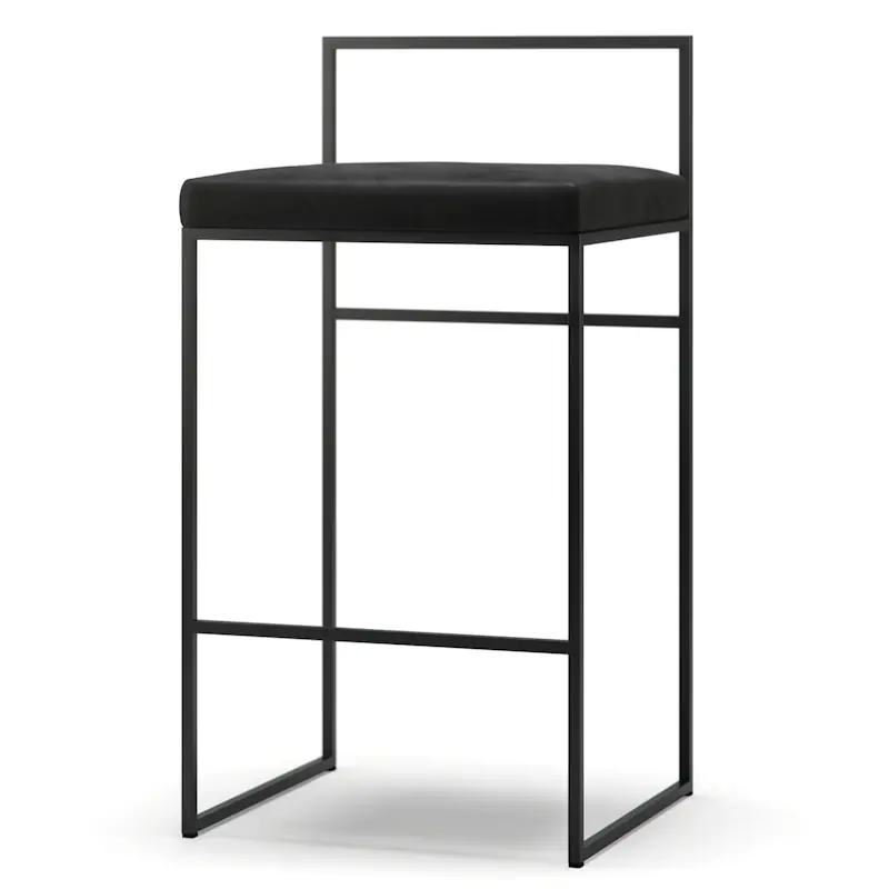 Barstol Med Ryggstöd 80 cm, Svart / Svart Sammet Köp online