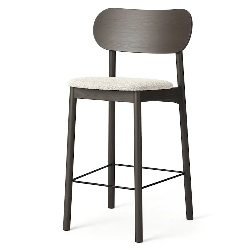 Fri frakt Elephant Barstol, Mörk Ek / Vit Bouclé