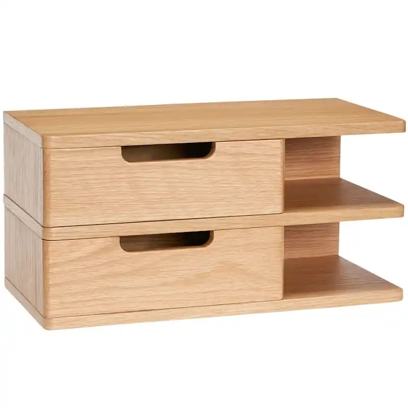 Billigare Öppen Vägghylla / Sängbord Med 2 Lådor