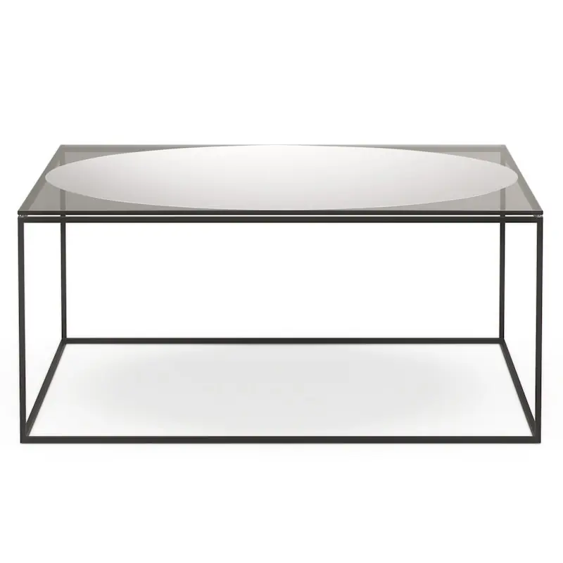 I lager Observe Soffbord 89x89 cm, Rökfärgat Glas / Spegelglas