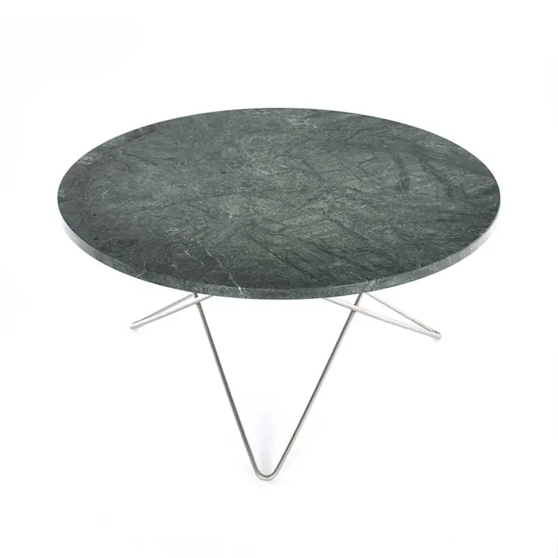 O Table Soffbord Ø80 cm, Stål/Grön Marmor Erbjudande