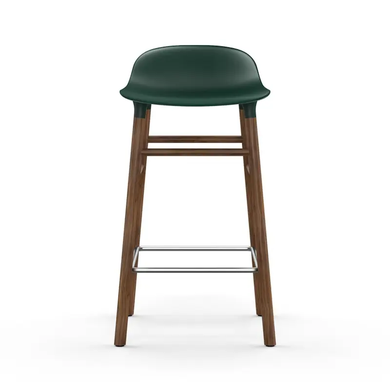 Form Barstol Valnötsben, 65cm, Grön Fynd