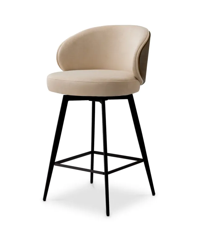 Outlet Camerota barstol sabino beige/valnöt