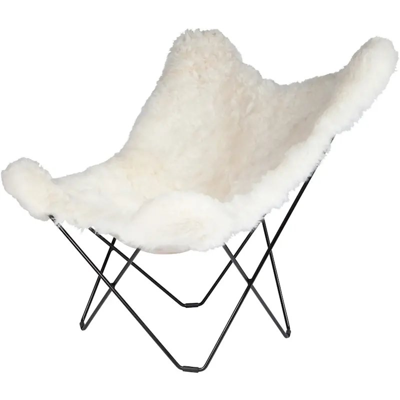 Iceland Mariposa Butterfly Chair, Shorn White/Black Erbjudande
