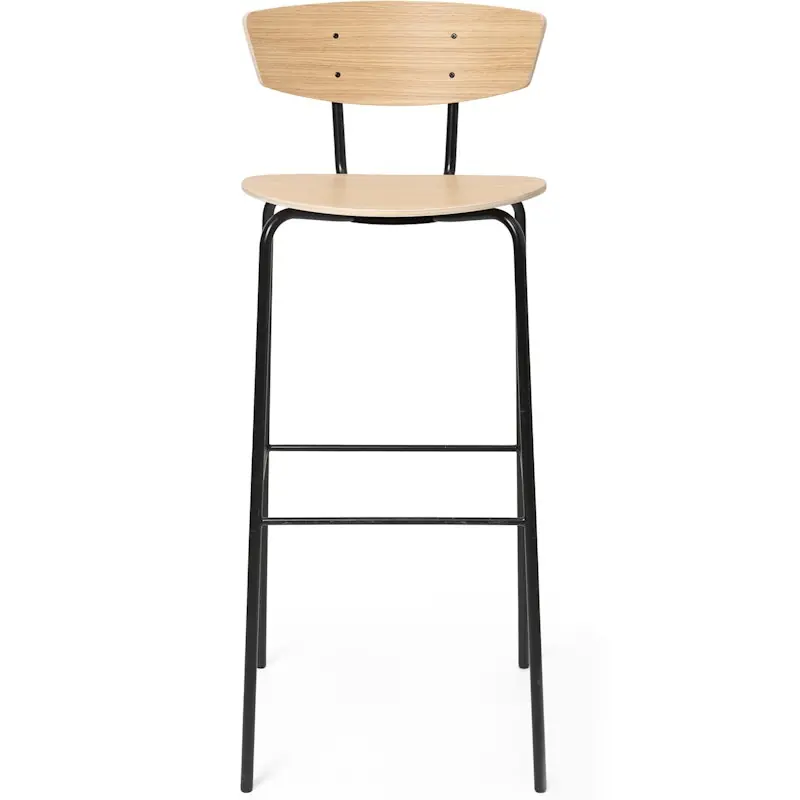 Erbjudande Herman Barstol Med Fotstöd H96 cm, Vitoljad Ek / Svart med fotstöd.