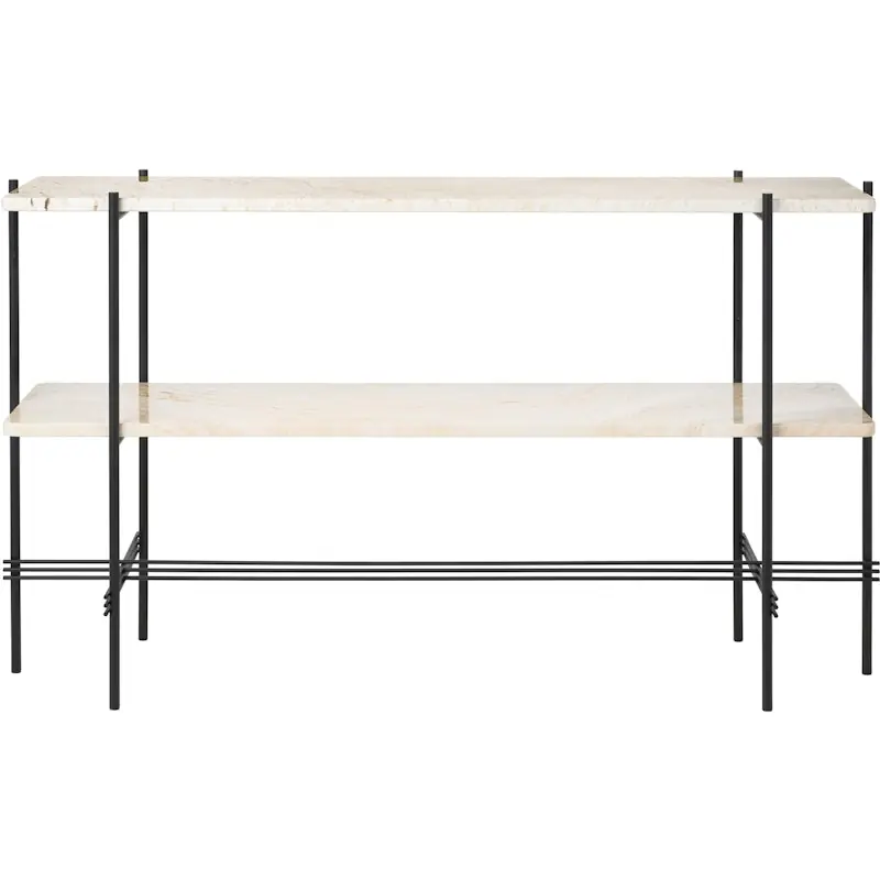 TS Console Sidobord 120x30x72 cm, Svart / Neutralt vit Travertin Populär