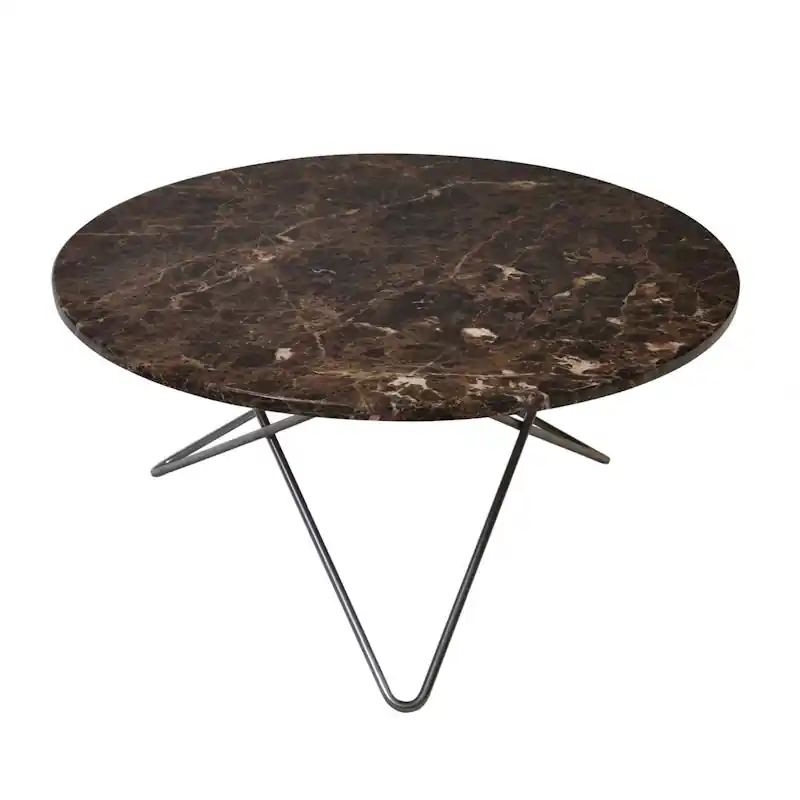 O Table Soffbord Ø80 cm, Svart/Brun marmor Fynd