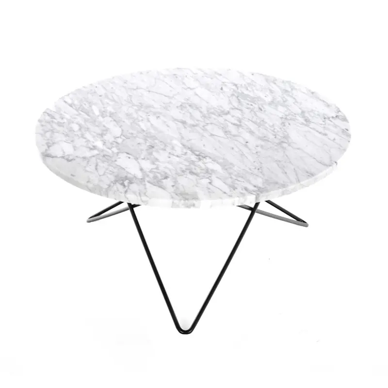 Premium O Table Soffbord Ø80 cm, Svart/Vit marmor