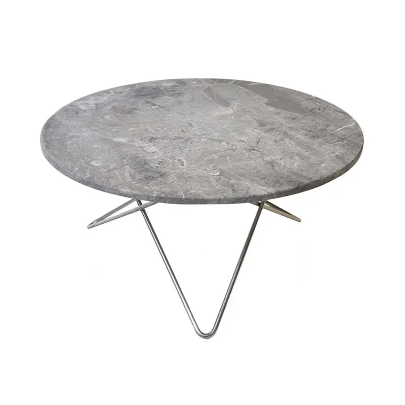 Rabatt O Table Soffbord Ø80 cm, Stål/Grå Marmor