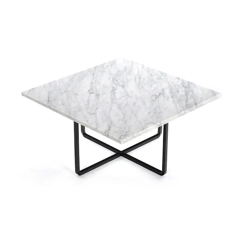 Ninety Soffbord 60 cm, Svart Underrede, Vit Marmor Fynd