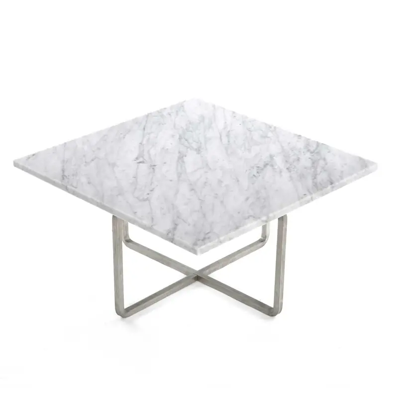 Ninety Soffbord 60 cm, Stålunderrede, Vit Marmor Erbjudande