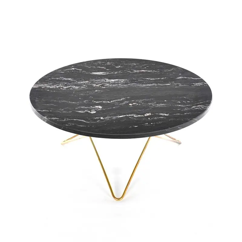 Kampanj O Table Soffbord Ø80 cm, Mässing/Svart marmor