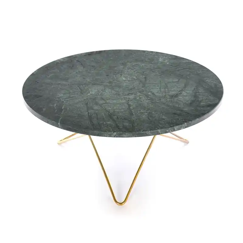 Bästa pris O Table Soffbord Ø80 cm, Mässing/Grön marmor