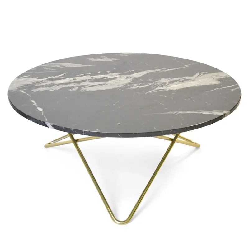 Reapris Large O Table Soffbord Ø100 cm, Mässing/Svart marmor