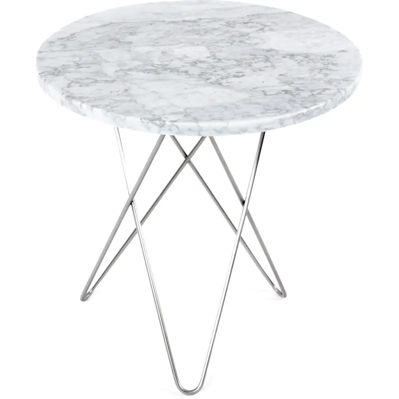 Tall Mini O Table Sidobord Ø50 cm, Stål/Vit marmor Beställ idag