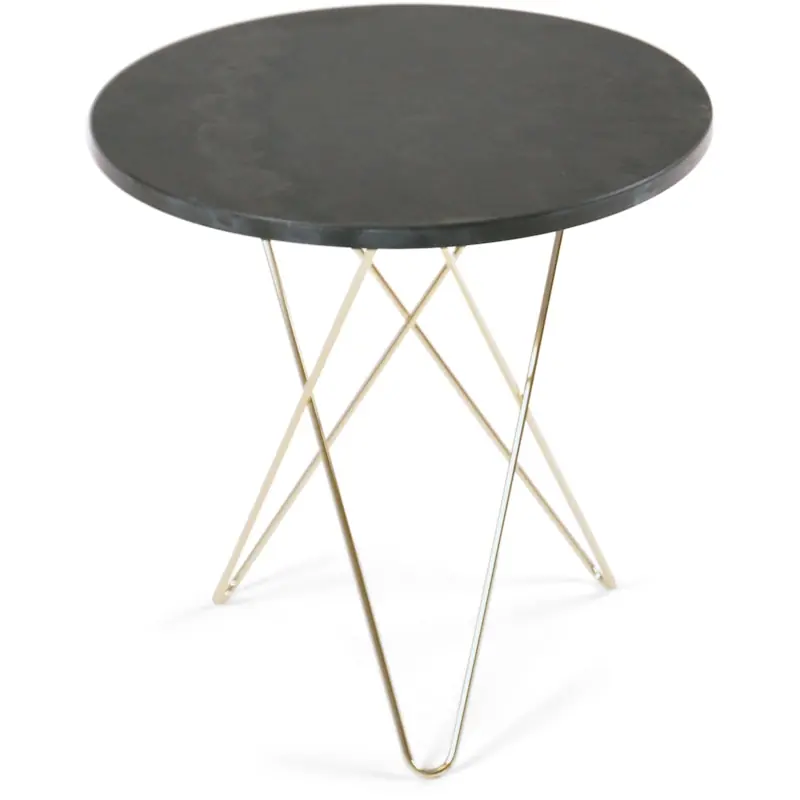 Beställ nu Tall Mini O Table Sidobord Ø50 cm, Mässing/Rustik skiffer