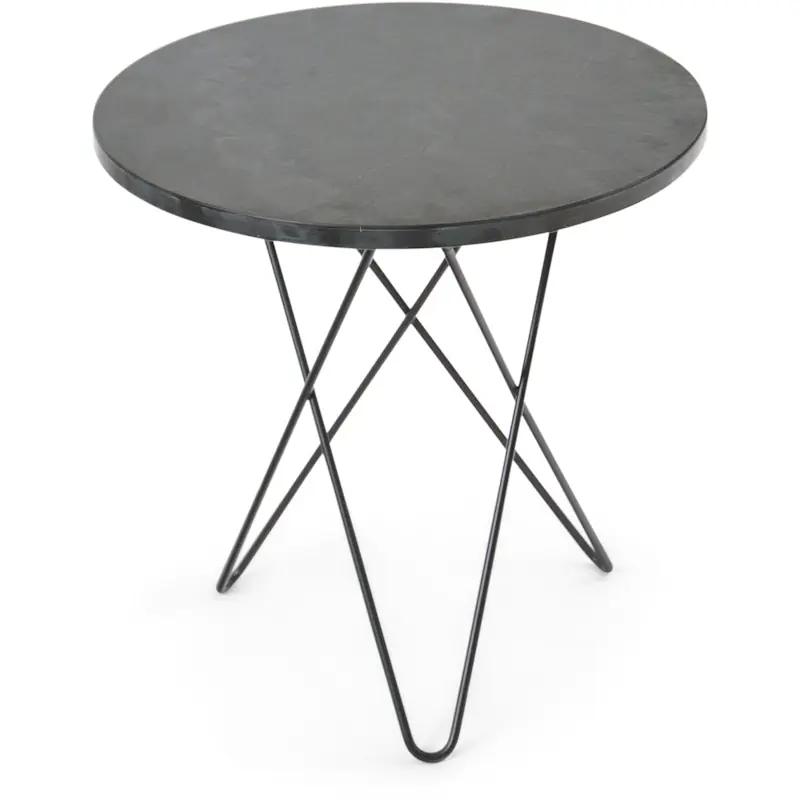 Populär Tall Mini O Table Sidobord Ø50 cm, Svart/Rustik skiffer