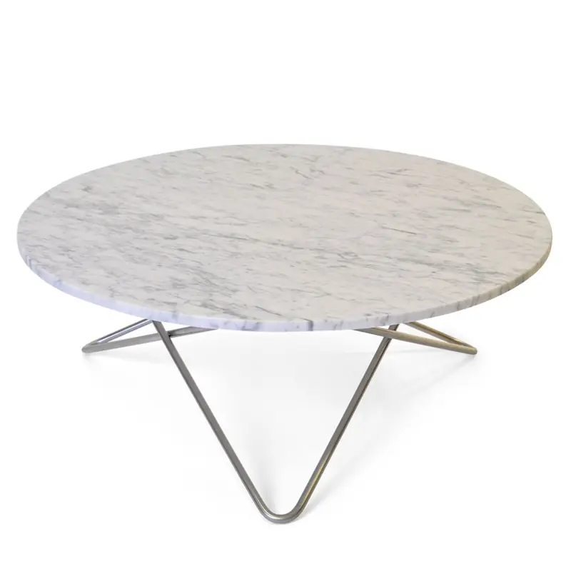 Large O Table Soffbord Ø100 cm, Stål/Vit marmor Snabb frakt
