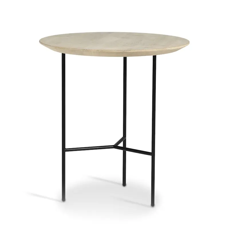 Tribeca Sidobord 47 cm, Såpad Rustik Ek/Svarta Ben Fri frakt