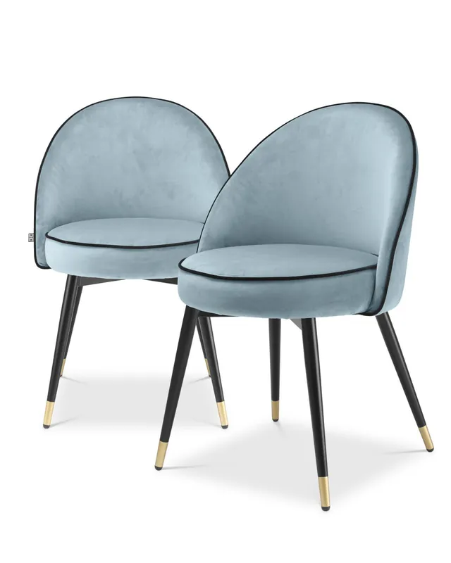 Cooper matstol savona blue velvet 2-set Sänkt pris