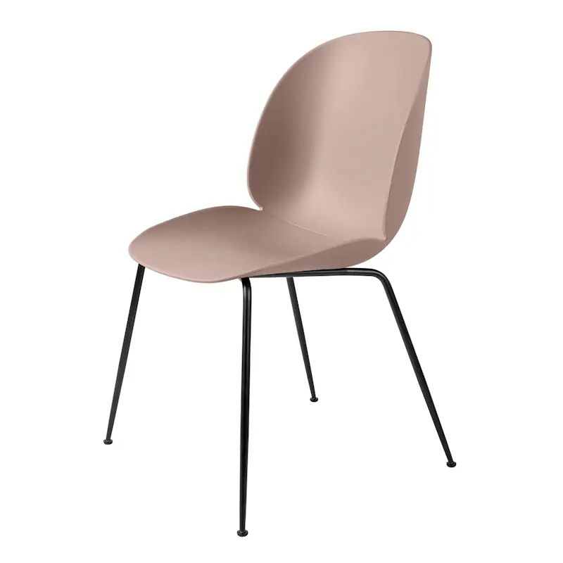 Beetle Stol Oklädd, Conic Base Svart, Puderrosa Sista chansen