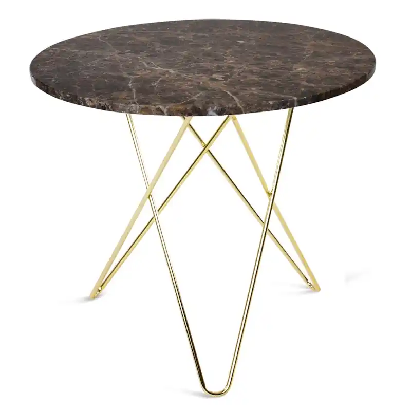 O Matbord Ø80 cm, Mässingsunderrede, Brun Marmor Rabatter
