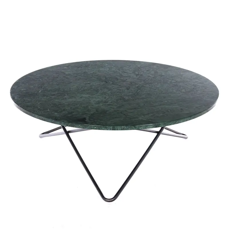 Large O Table Soffbord Ø100 cm, Svart/Grön marmor Erbjudandepris