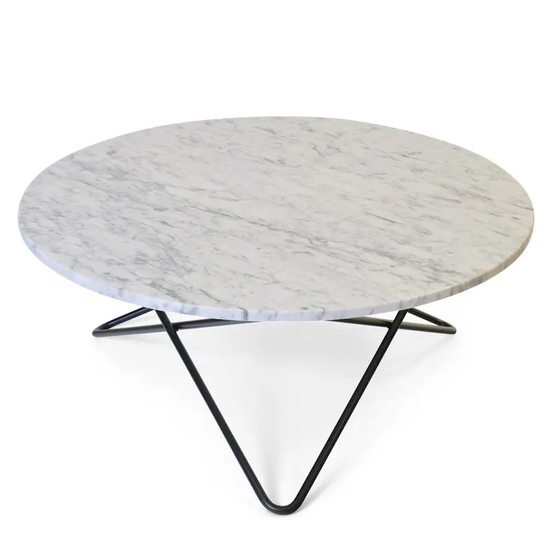 Trygg betalning Large O Table Soffbord Ø100 cm, Svart/Vit marmor