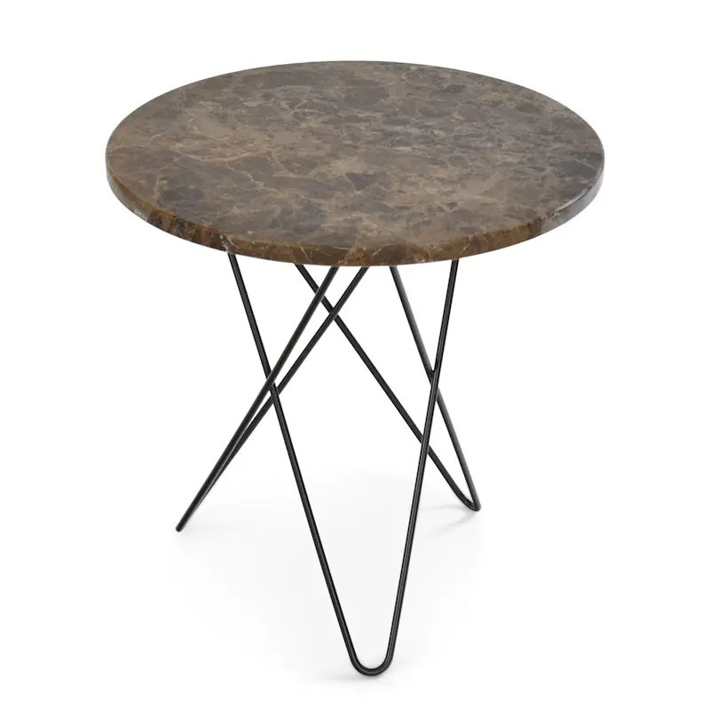 Nedsatt pris Tall Mini O Table Sidobord Ø50 cm, Svart/Brun marmor
