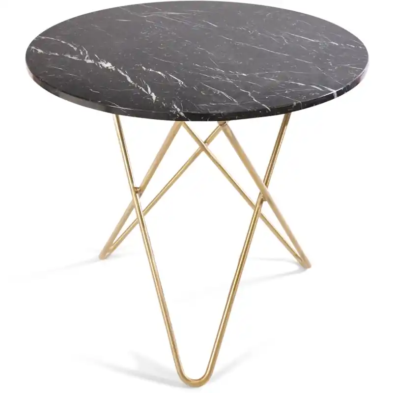 O Dining Table Matbord Ø100 cm, Mässing/Svart marmor Billig
