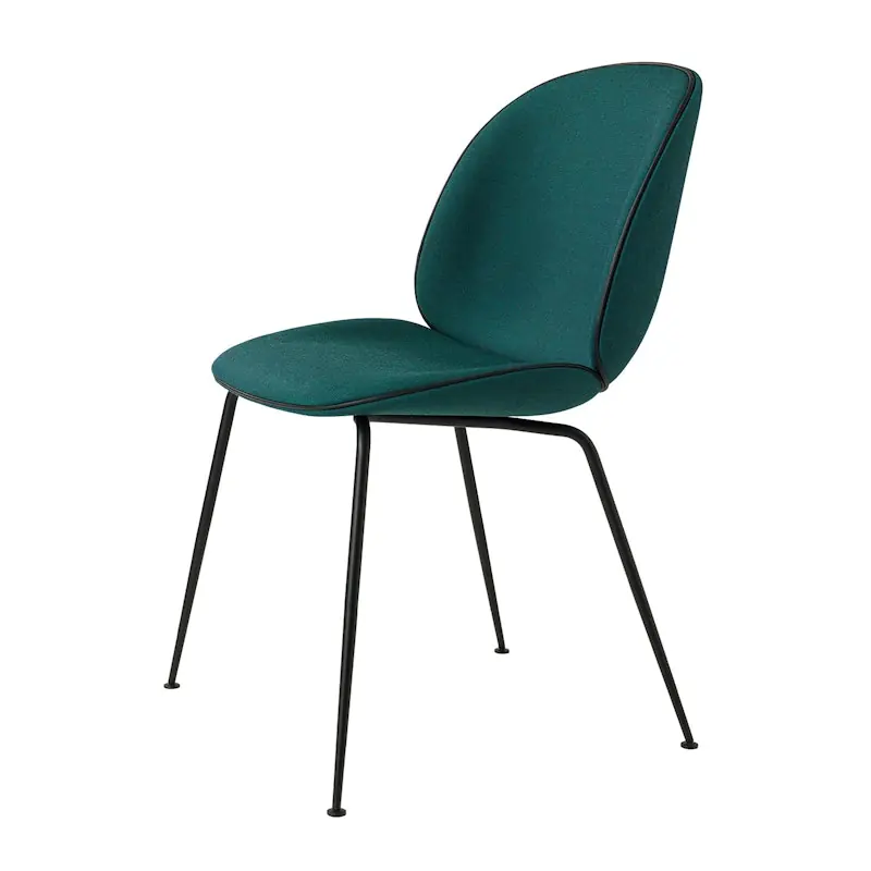 Beetle Stol Helklädd, Conic Base Svart, Canvas 984/Svart Läder Fynd