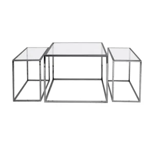 Three set table - soffbord svart krom hög Premium