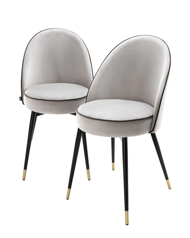 Cooper matstol roche light grey velvet set of 2 Sänkt pris