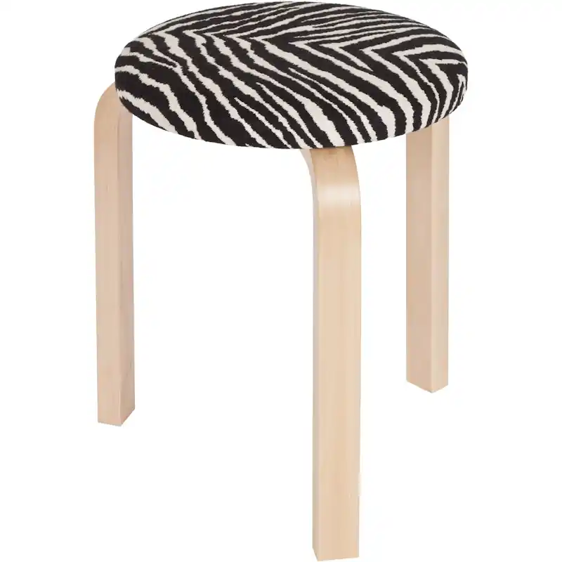Rabatt 60 Pall, Naturlackerad Björk / Zebra