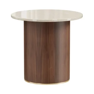 Delano sidobord rund valnöt beige Kampanj