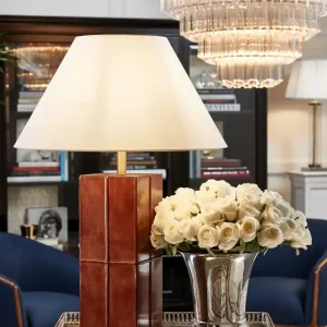 Erbjudandepris Kensington bordslampa läder kvadrat
