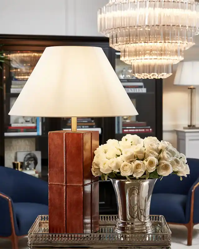 Erbjudandepris Kensington bordslampa läder kvadrat