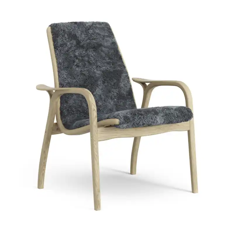 Beställ idag Laminett Fåtölj Fårskinn, Lackerad Ek / Charcoal