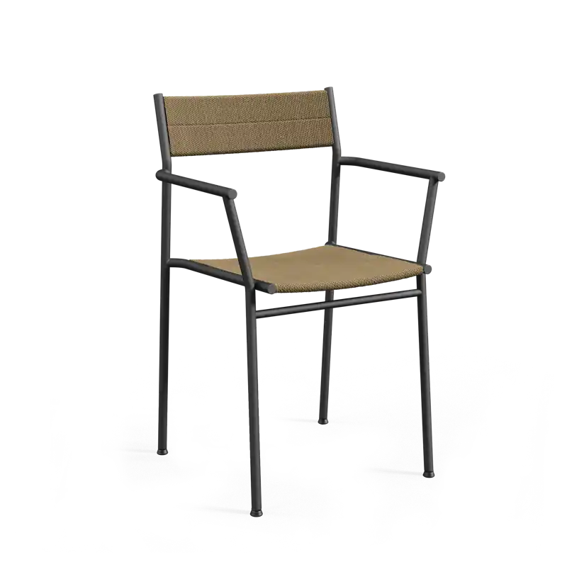 Populär Vev Matstol Med Armstöd Svart/Brun