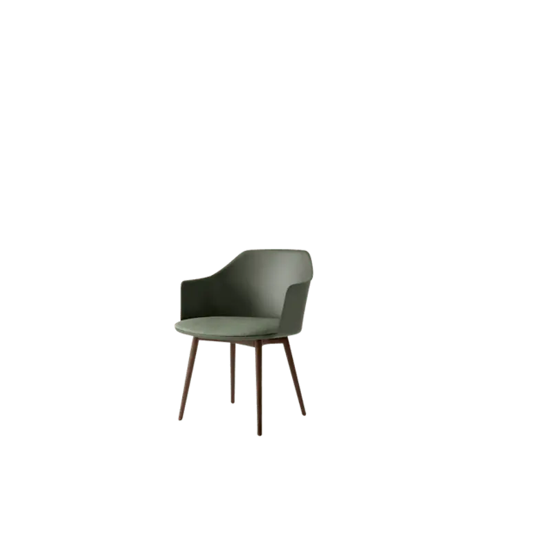 Rabatt Rely HW77 Matstol Med Armstöd Polstrad Sits Bronze Green/Lackerad Valnöt/Canvas 0926