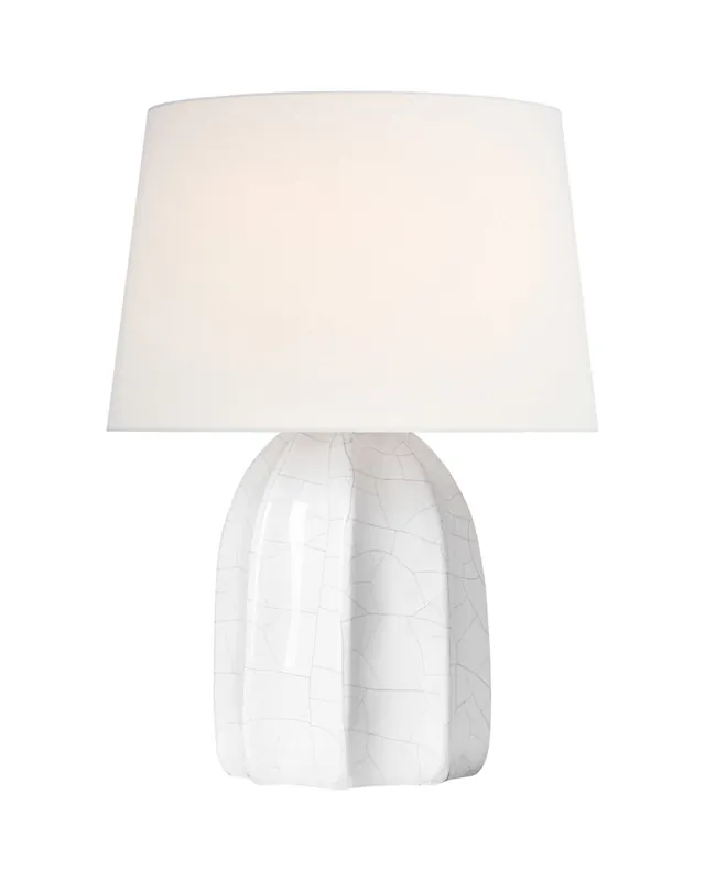 Snabb frakt Melanie 12" portabel bordslampa crackled ivory