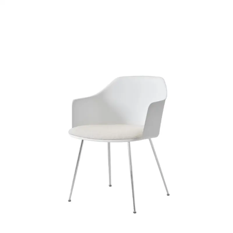 Kundfavorit Rely HW34 Matstol Med Armstöd Polstrad Sits Vit/Krom/Karakorum 001