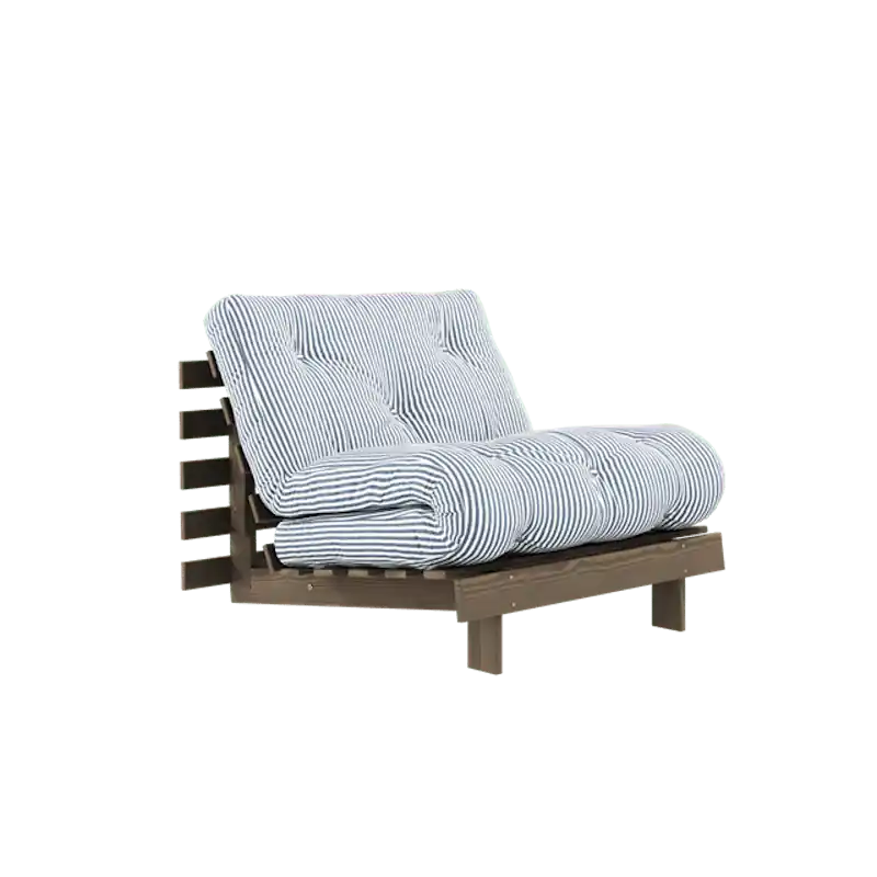Billig Roots Bäddsoffa Med Madrass 90x200 Johannesbrunt/Strandblått