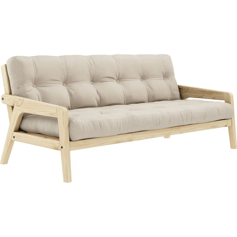 Grab Bäddsoffa Med Madrass, Klarlackad / Beige Extra rabatt