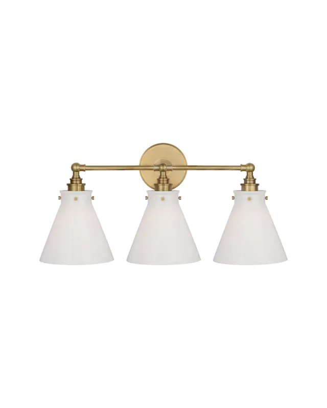Parkington 24" badrumsbelysning antik mässing/vitt glas Nedsatt pris