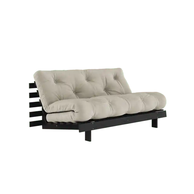 Lågt pris Roots Bäddsoffa Med Roots Madrass 160x200 Linne/Svartlackerad