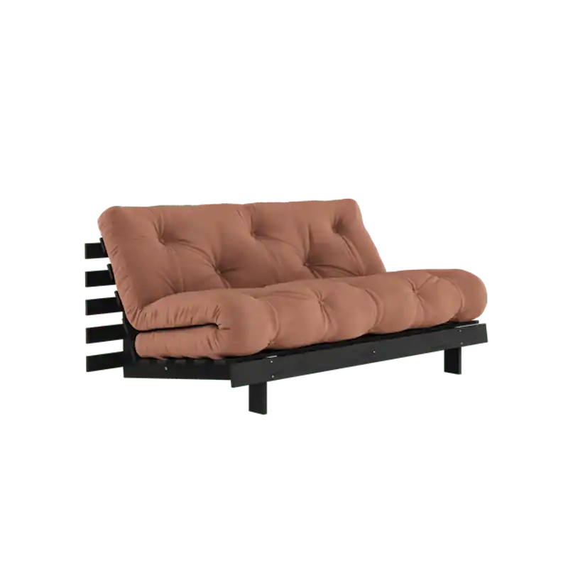 Roots Bäddsoffa Med Roots Madrass 160x200 Lerbrun/Svartlackerad Nyhet