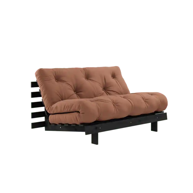 Köp online Roots Bäddsoffa Med Roots Madrass 140x200 Lerbrun/Svartlackerad