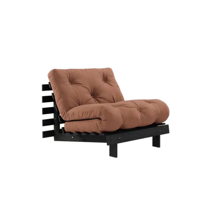 Premium Roots Bäddsoffa Med Madrass 90x200 Svart Natt/Lerbrun